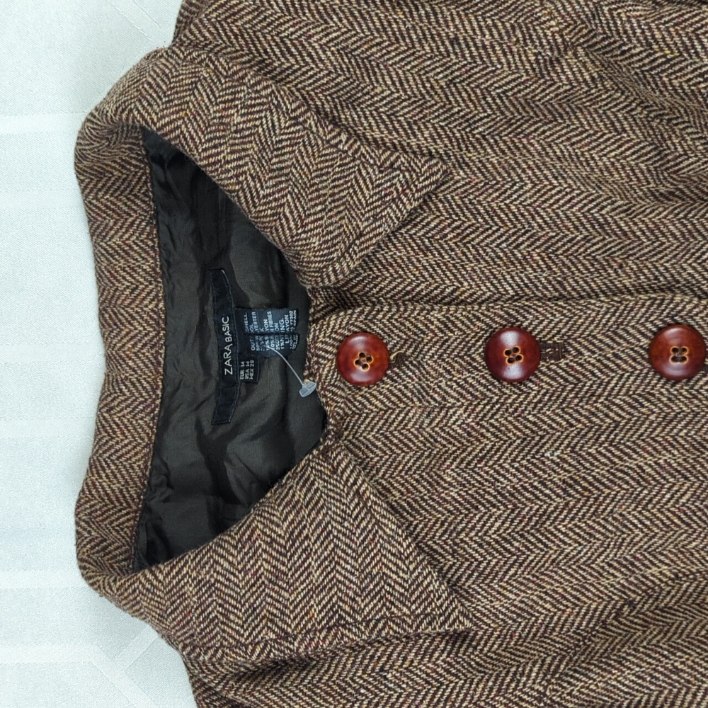 SOLD! Wool Blend Herringbone Bolero Old Fashioned Zara - Picture 8 of 12